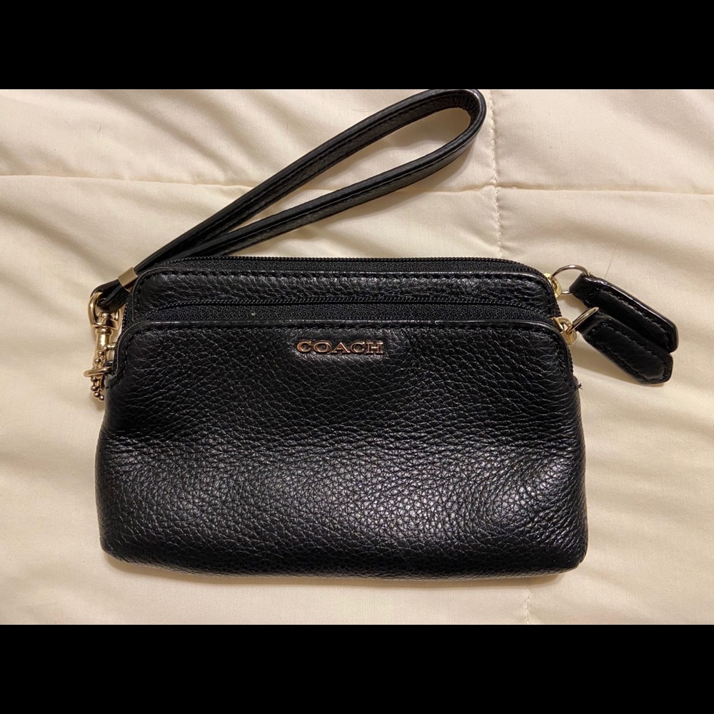 Black Coach Leather Wristlet